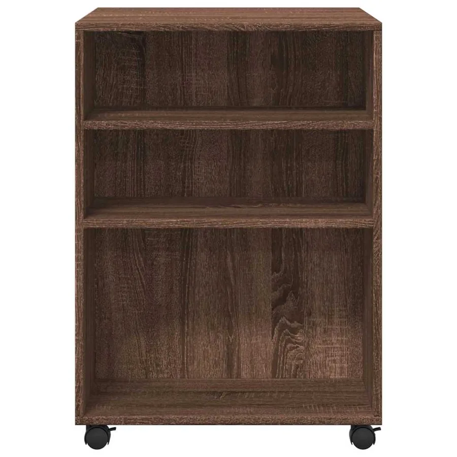 Table d'appoint avec roues chêne marron bois d'ingénierie - 4