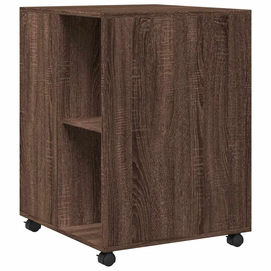 Table d'appoint avec roues chêne marron bois d'ingénierie - 6