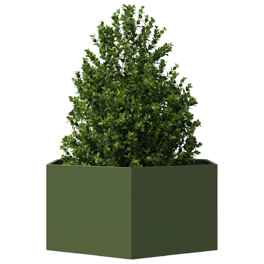 Jardinière vert olive hexagone 104x90x45 cm acier - 3