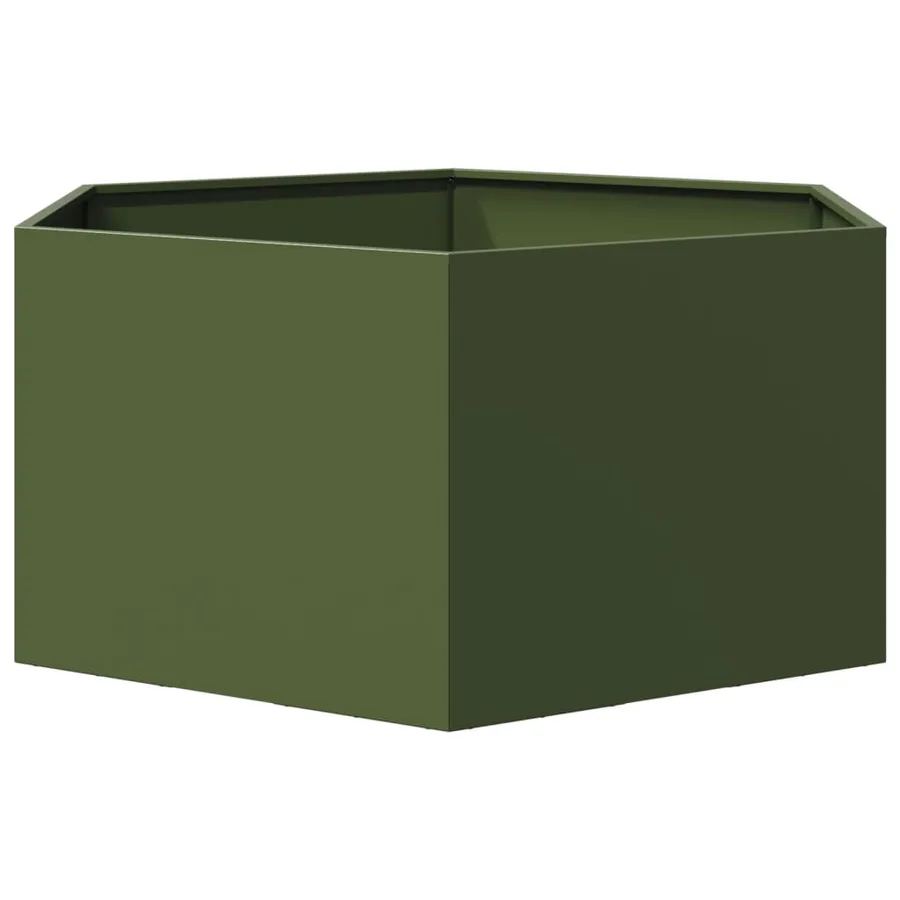 Jardinière vert olive hexagone 104x90x45 cm acier - 5