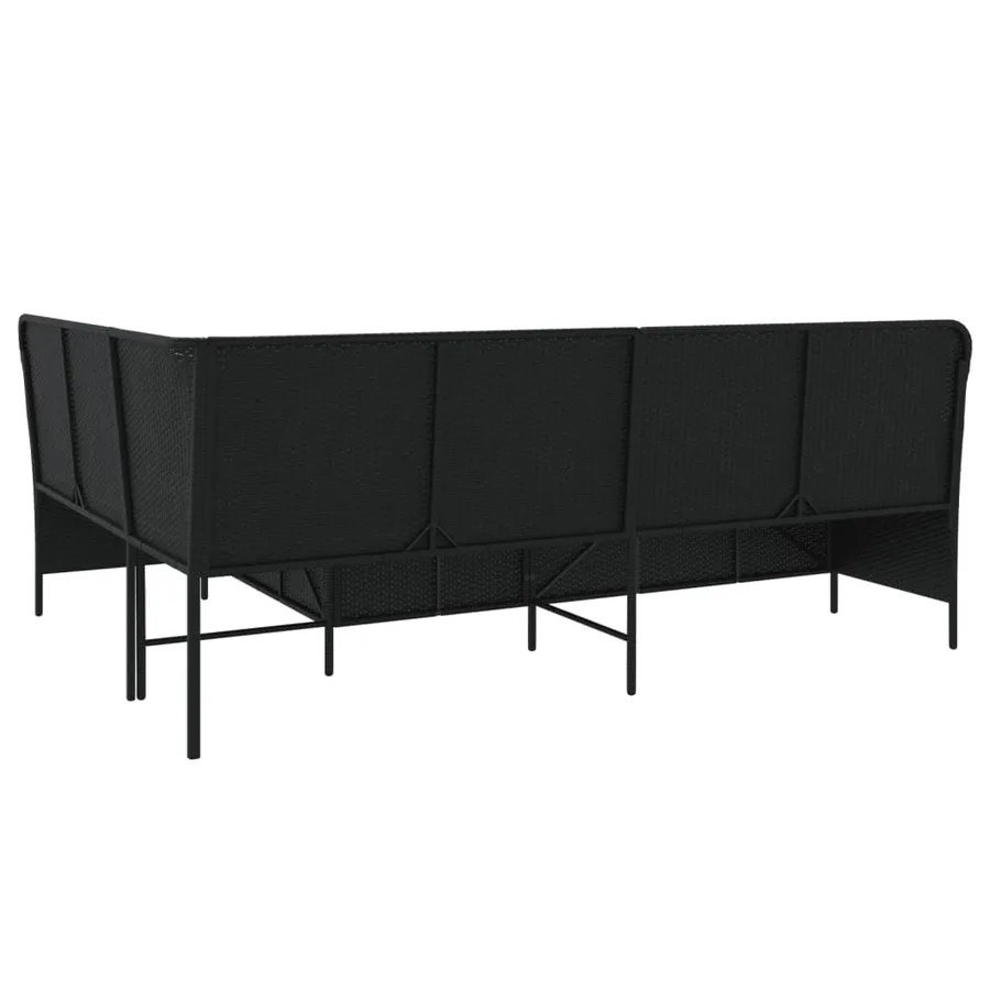 Canapé de jardin et coussins en forme de L noir résine tressée - 6