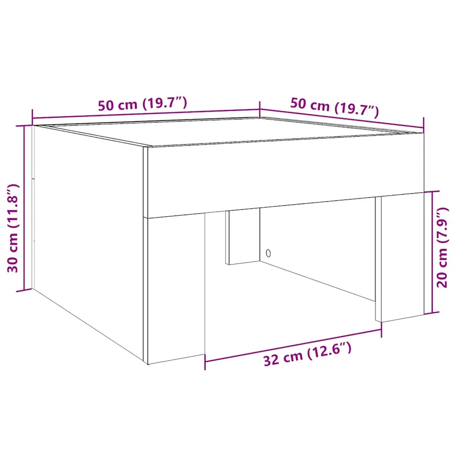Table basse avec LED infini chêne marron 50x50x30 cm - 13