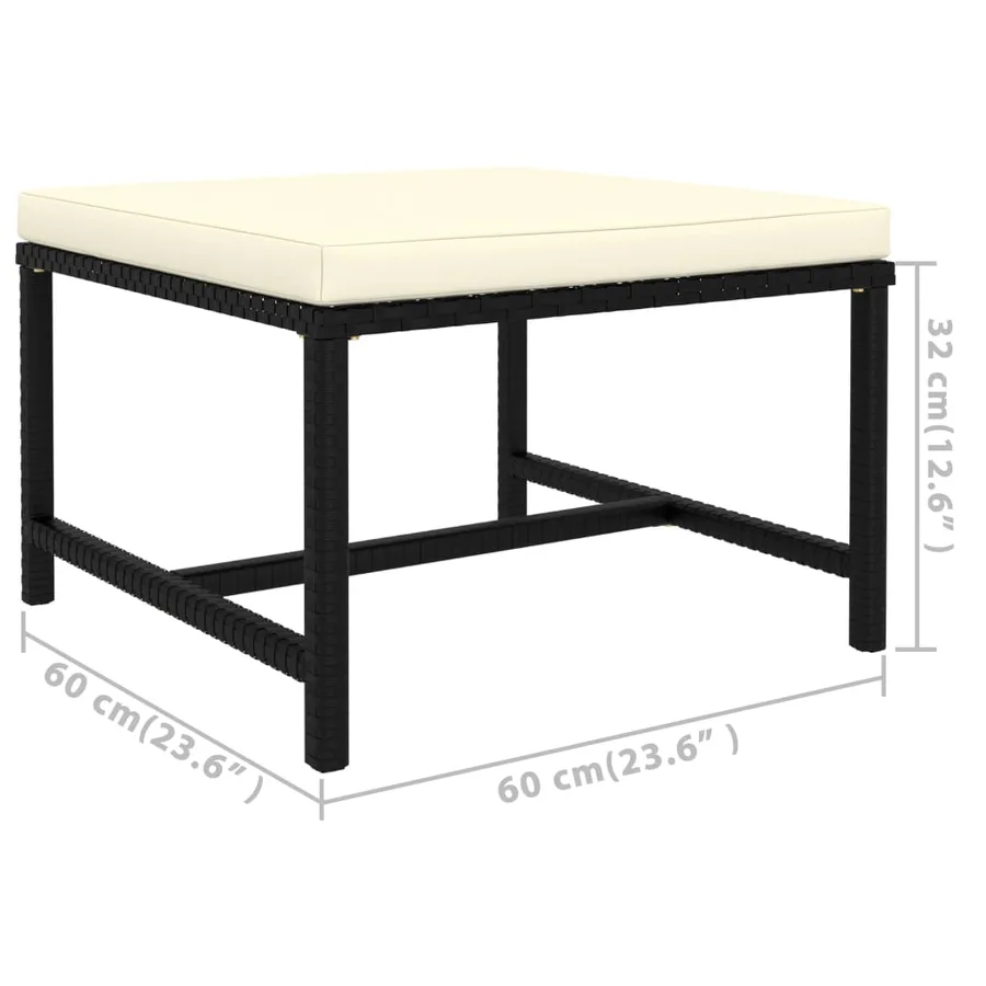 Salon de jardin 7 pcs avec coussins Résine tressée Noir - 10