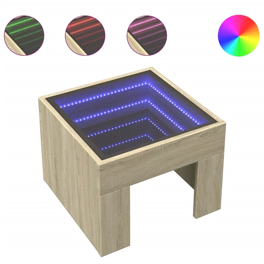 Table de chevet avec LED infini chêne sonoma 40x40x30 cm - 2