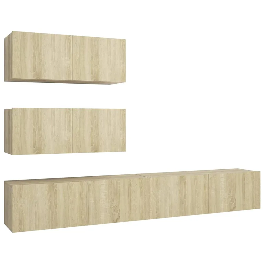 Ensemble de meuble TV 4 pcs Chêne sonoma Bois d'ingénierie - 2