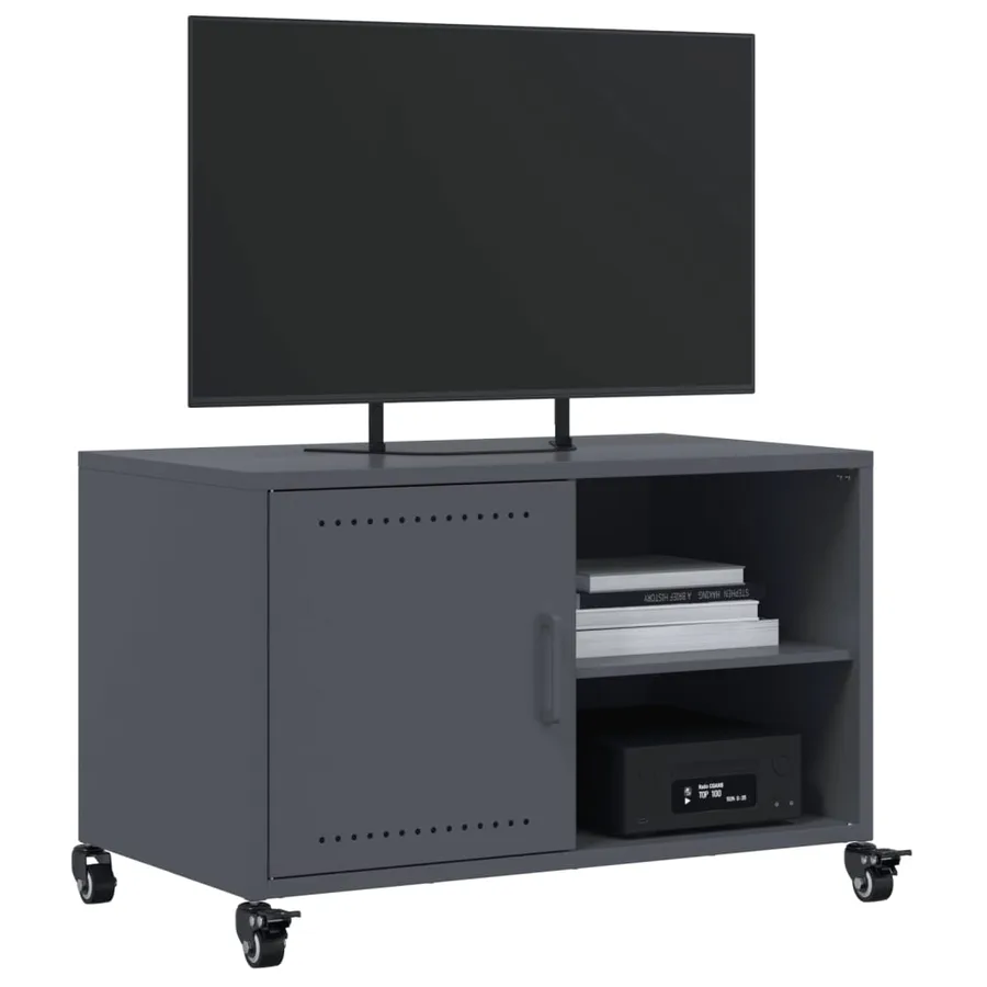 Meuble TV anthracite 68x39x43,5 cm acier - 4