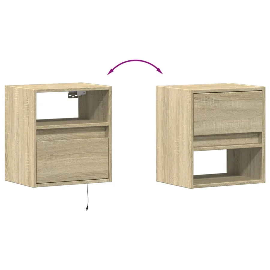 Meubles TV muraux lumières LED 2 pcs chêne sonoma 41x31x45 cm - 10