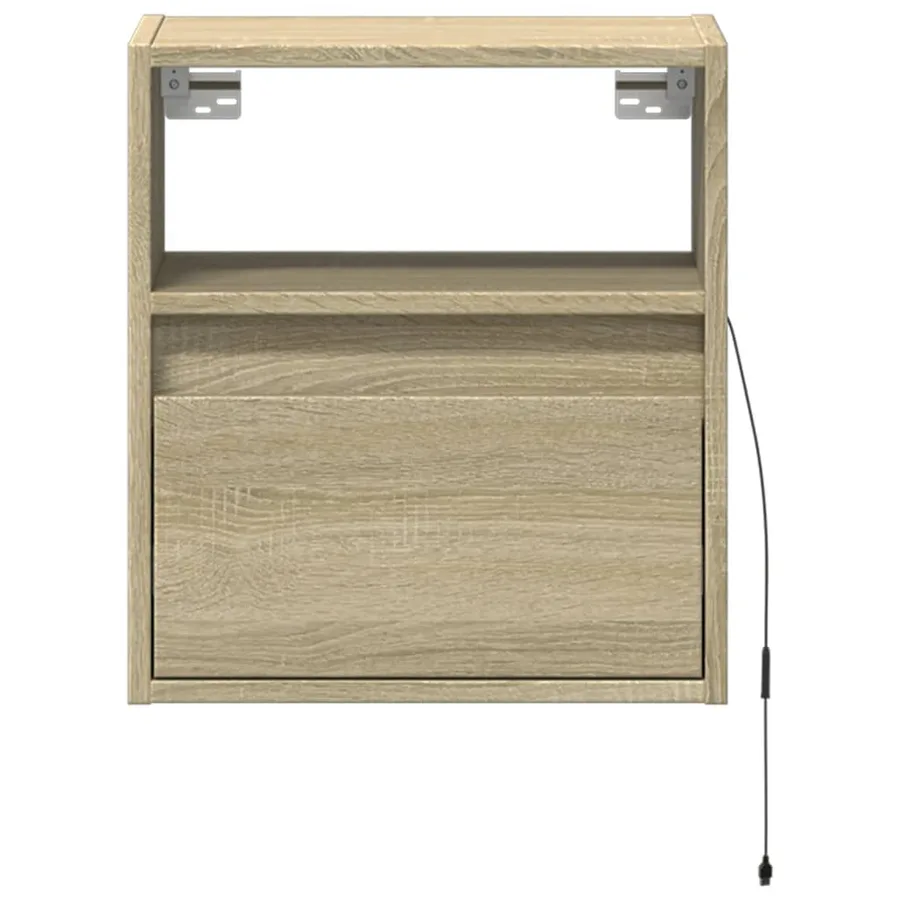 Meubles TV muraux lumières LED 2 pcs chêne sonoma 41x31x45 cm - 6