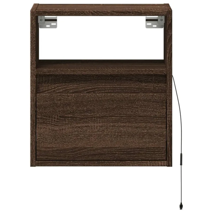 Meubles TV muraux lumières LED 2 pcs chêne marron 41x31x45 cm - 6