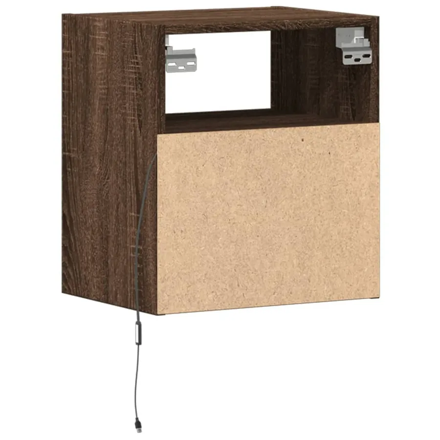 Meubles TV muraux lumières LED 2 pcs chêne marron 41x31x45 cm - 8