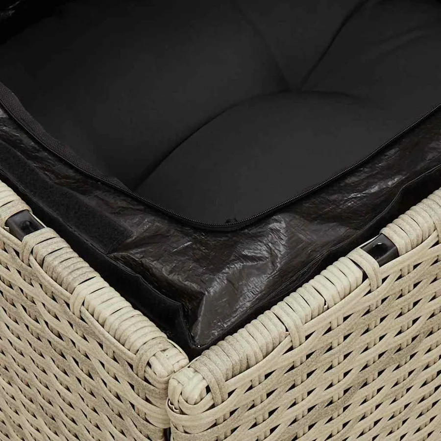 Canapé de jardin 2 places et coussins gris clair résine tressée - 10