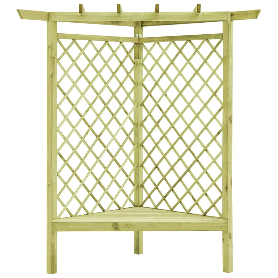 Pergola d'angle avec siège 130x130x197 cm Pin imprégné - 2