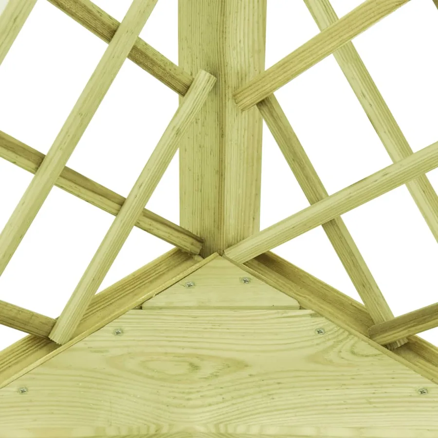 Pergola d'angle avec siège 130x130x197 cm Pin imprégné - 4