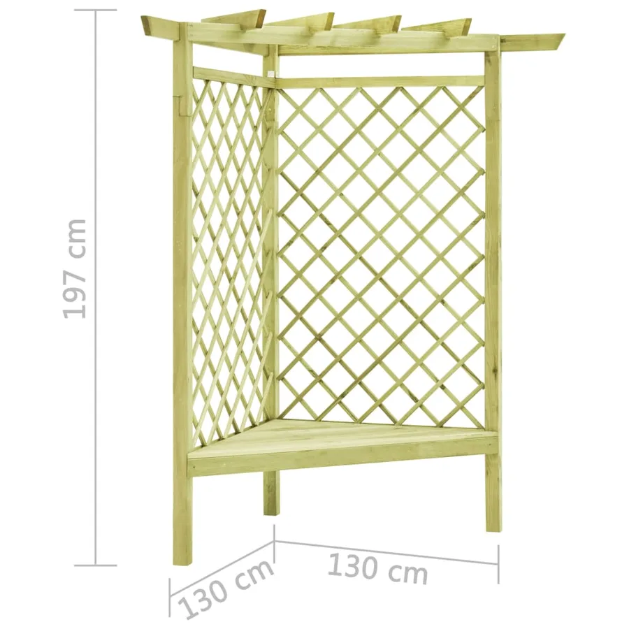 Pergola d'angle avec siège 130x130x197 cm Pin imprégné - 5