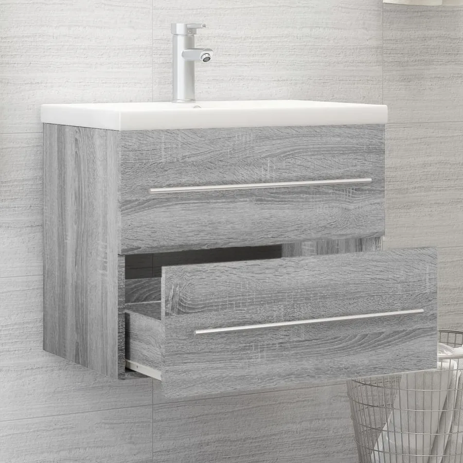 Armoire de lavabo Sonoma gris 60x38,5x48 cm Bois d'ingénierie - 6