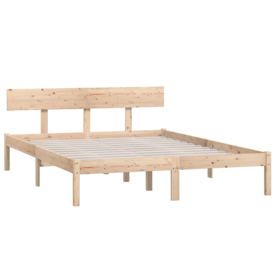 Cadre de lit sans matelas bois massif 140x190 cm - 3
