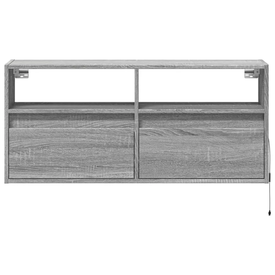 Meuble TV mural avec lumières LED sonoma gris 100x31x45 cm - 6