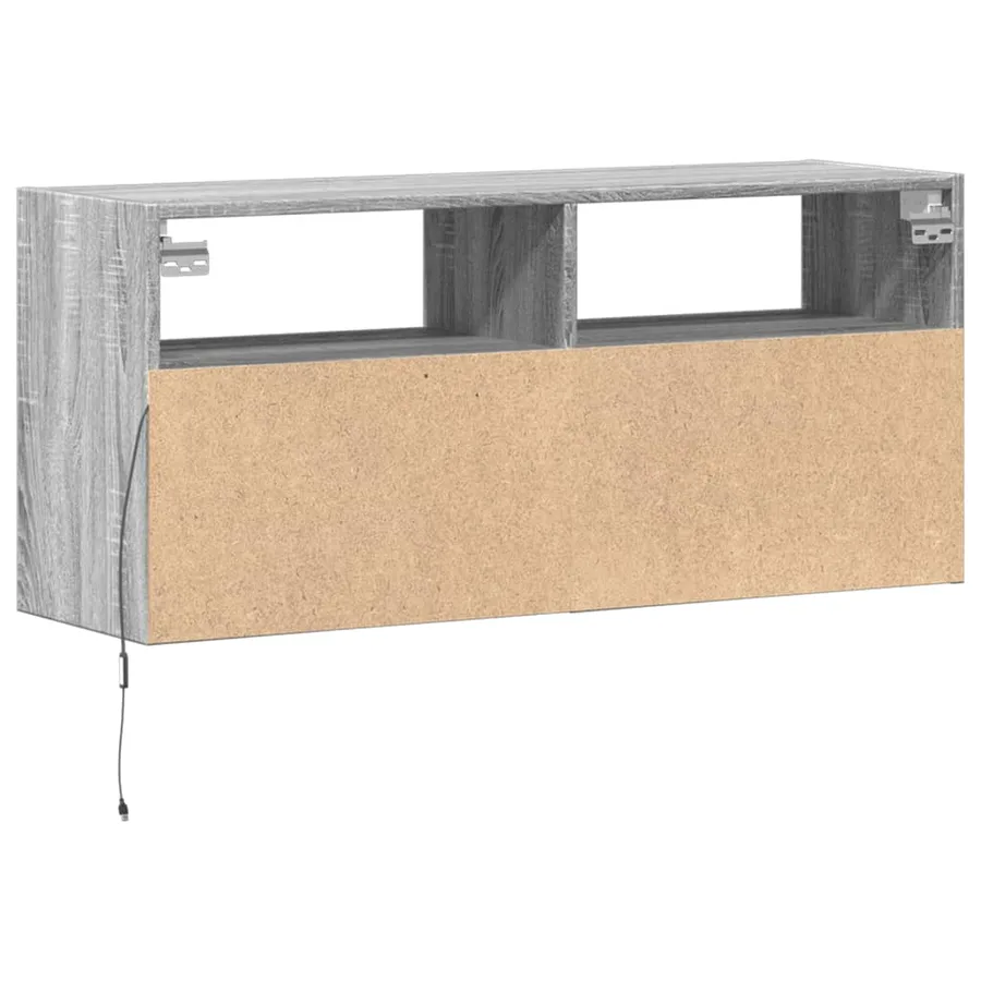 Meuble TV mural avec lumières LED sonoma gris 100x31x45 cm - 8