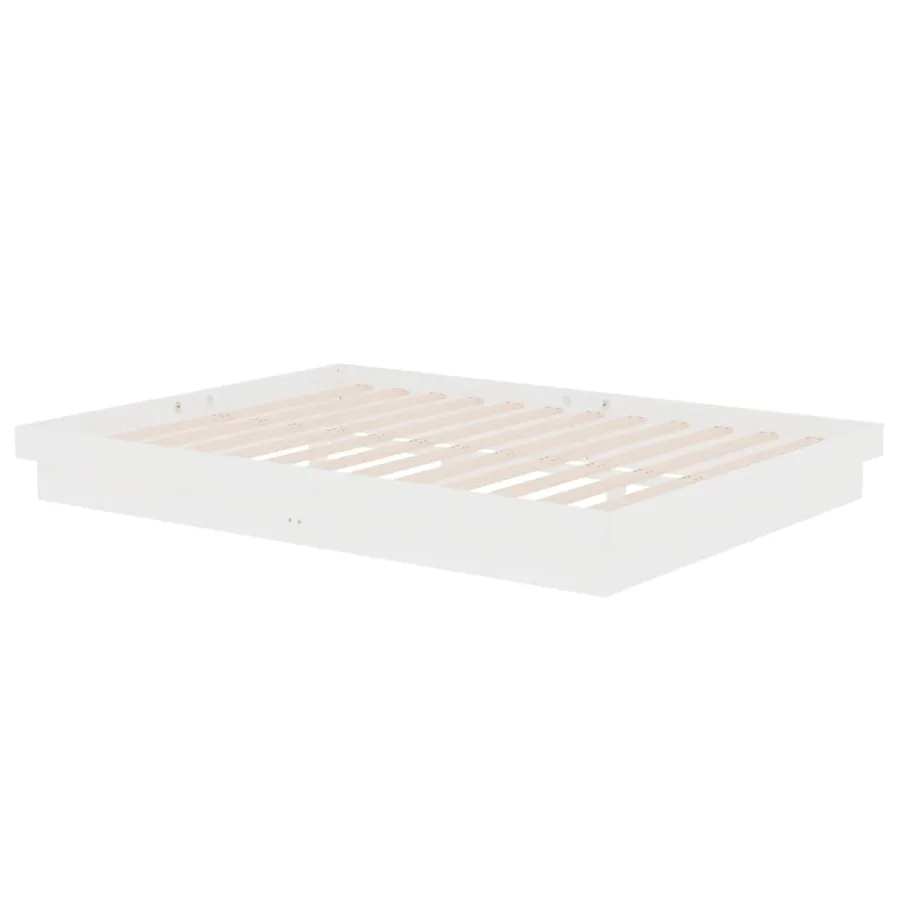 Cadre de lit sans matelas blanc bois massif 140x190 cm - 5