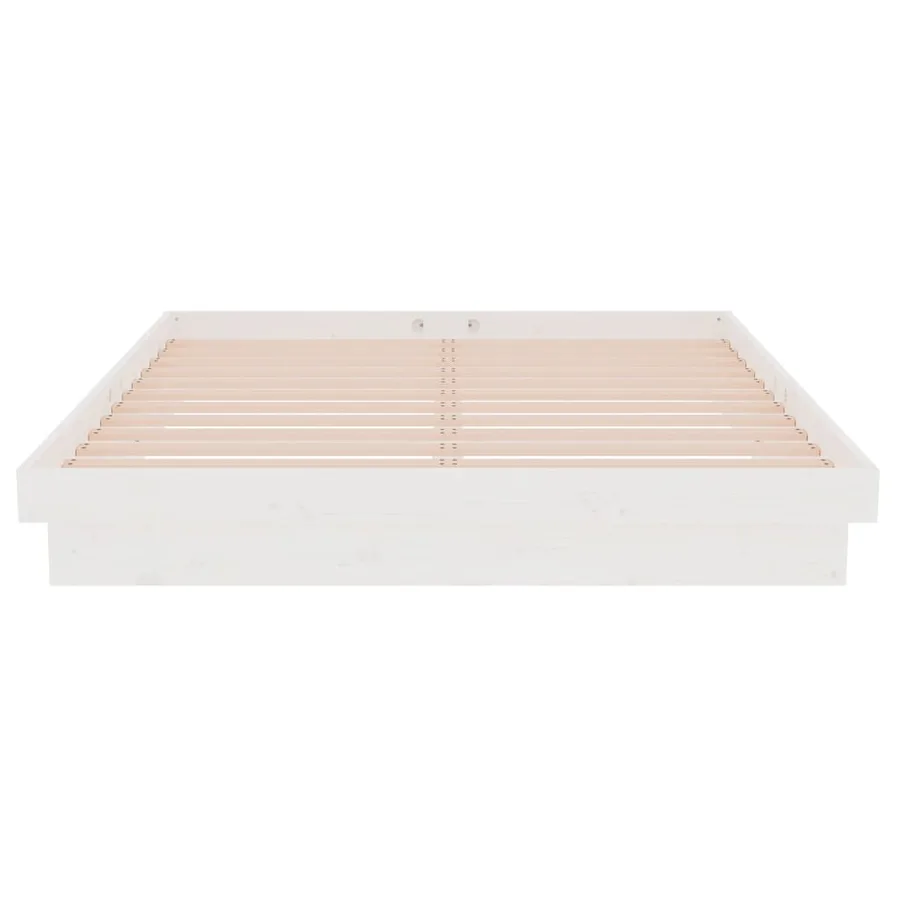 Cadre de lit sans matelas blanc bois massif 140x190 cm - 6