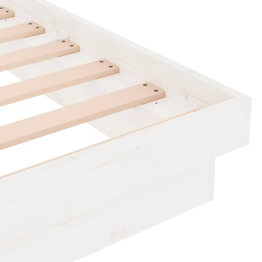 Cadre de lit sans matelas blanc bois massif 140x190 cm - 9