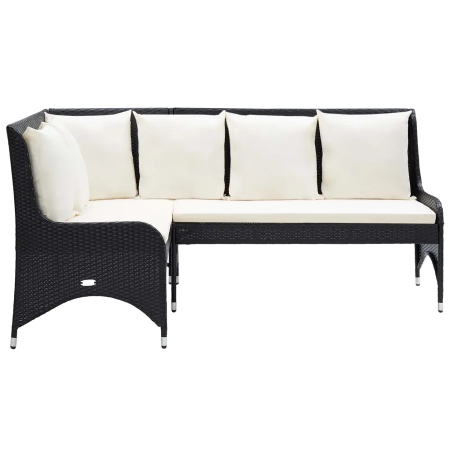 Canapés d'angle de jardin 2 pcs Résine tressée Noir - 2
