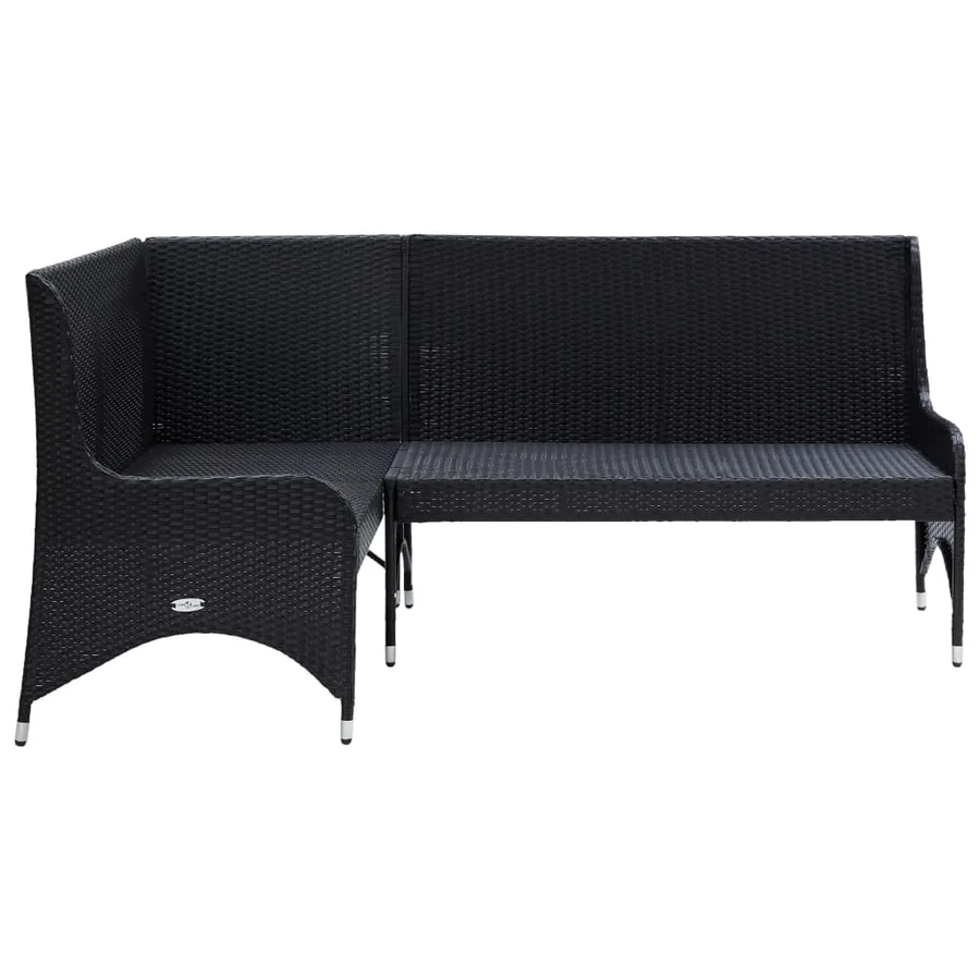 Canapés d'angle de jardin 2 pcs Résine tressée Noir - 3
