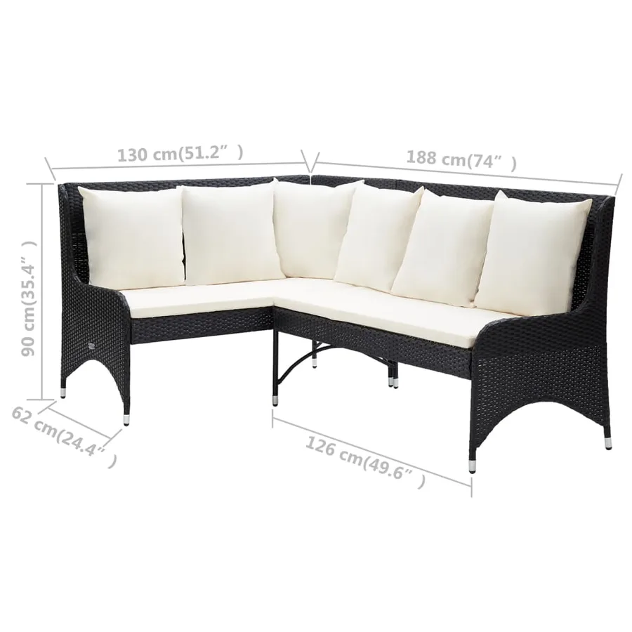 Canapés d'angle de jardin 2 pcs Résine tressée Noir - 6