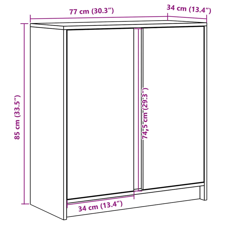 Buffet avec LED chêne sonoma 77x34x85 cm bois d'ingénierie - 14