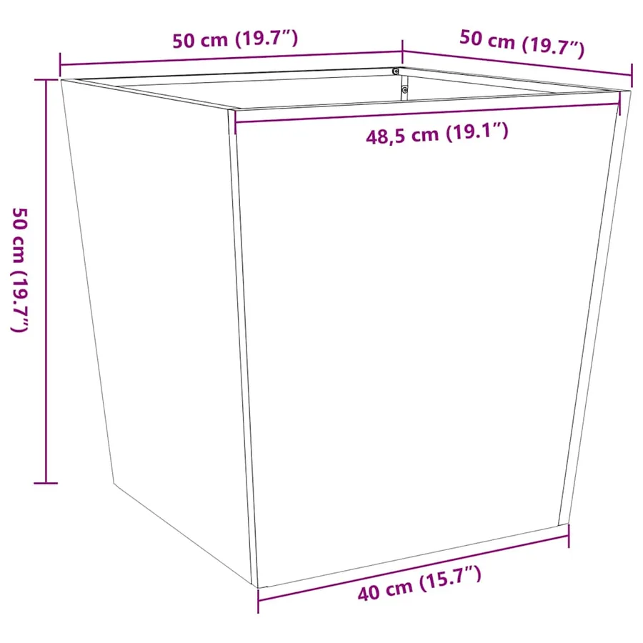 Jardinières 2 pcs 50x50x50 cm acier inoxydable - 12
