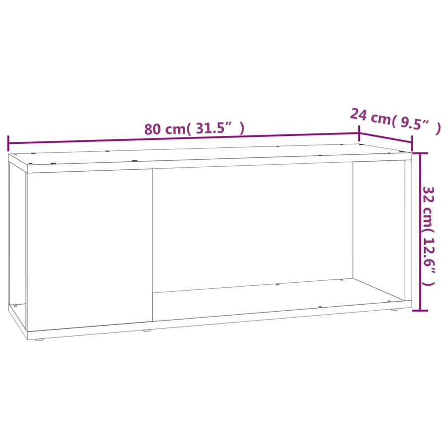 Meuble TV Blanc 80x24x32 cm Bois d'ingénierie - 7