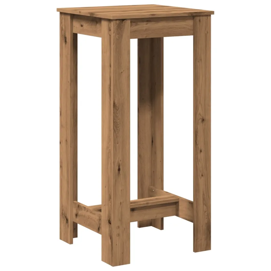 Table de bar chêne artisanal 51x50x103,5 cm bois d'ingénierie - 5