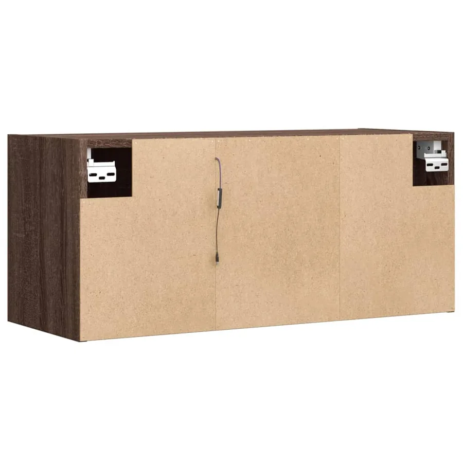 Meuble TV mural avec lumières LED chêne marron 80x31x35 cm - 8