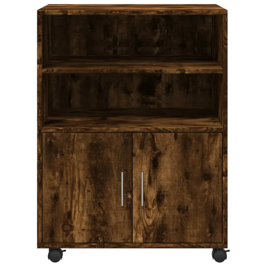 Armoire à roulettes chêne fumé 60x48x81 cm bois d'ingénierie - 4
