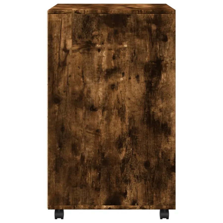 Armoire à roulettes chêne fumé 60x48x81 cm bois d'ingénierie - 5