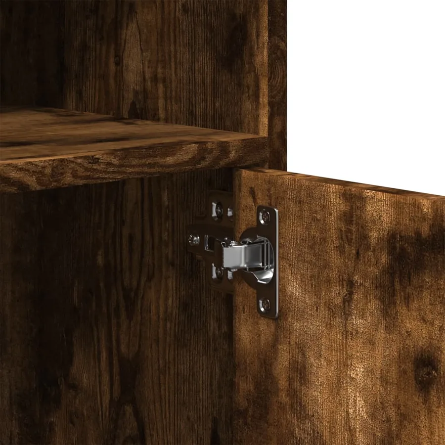 Armoire à roulettes chêne fumé 60x48x81 cm bois d'ingénierie - 8