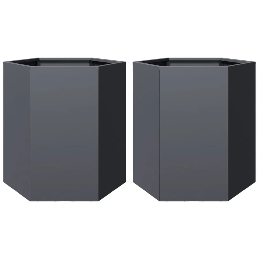 Jardinières 2 pcs anthracite hexagone 46x40x45 cm acier - 2