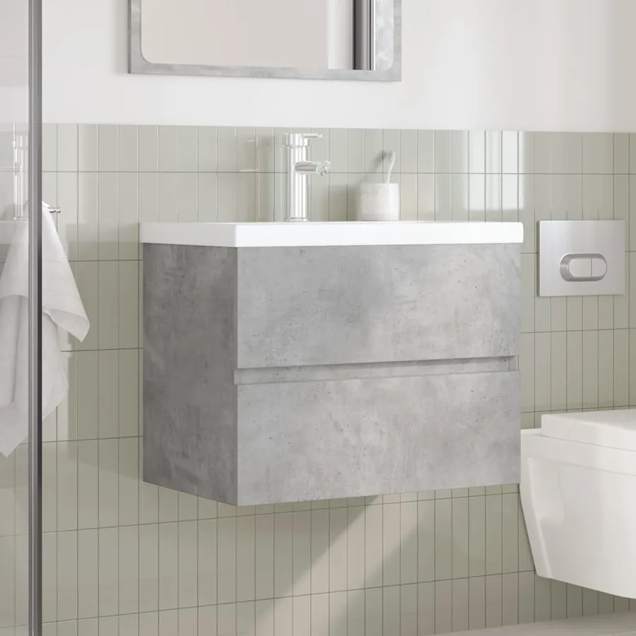 Ensemble de meubles de salle de bain 2 pcs gris béton - 3