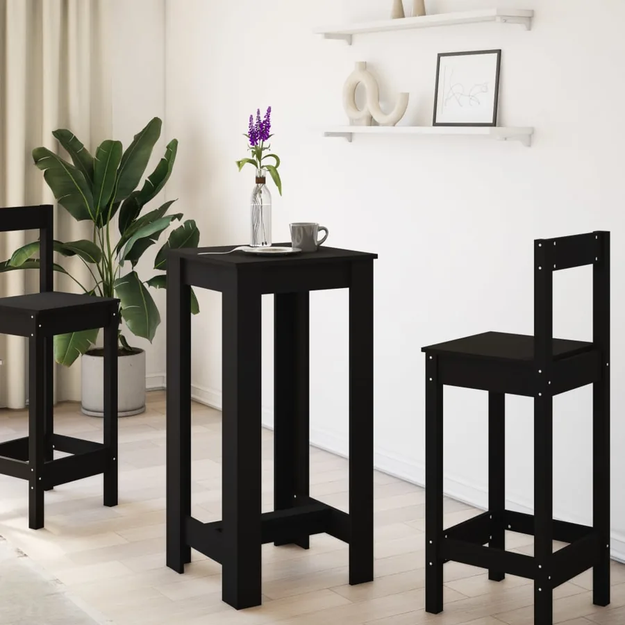 Table de bar noir 51x50x103,5 cm bois d'ingénierie - 3