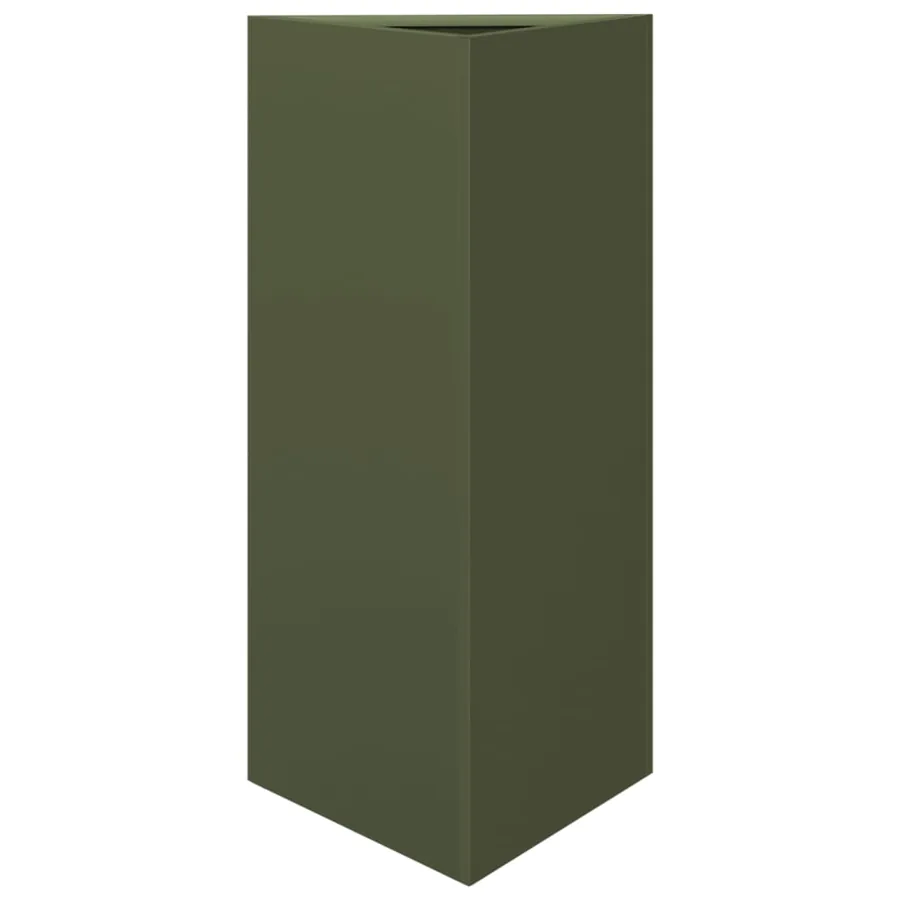 Jardinières 2 pcs vert olive triangulaire 40x34,5x75 cm acier - 5