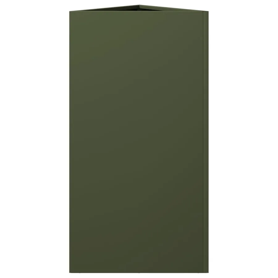 Jardinières 2 pcs vert olive triangulaire 40x34,5x75 cm acier - 7