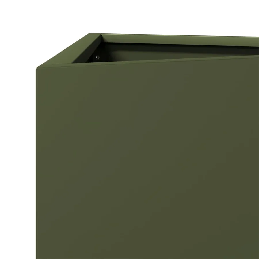 Jardinières 2 pcs vert olive triangulaire 40x34,5x75 cm acier - 9
