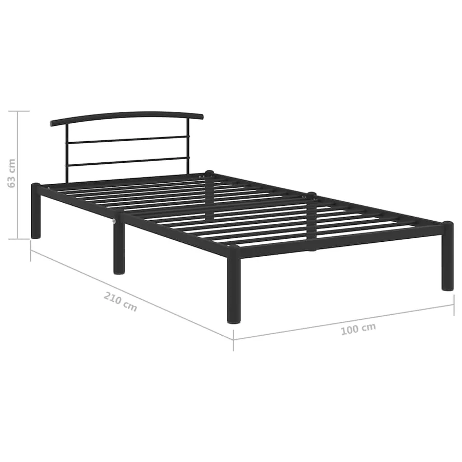 Cadre de lit sans matelas noir métal 90x200 cm - 7