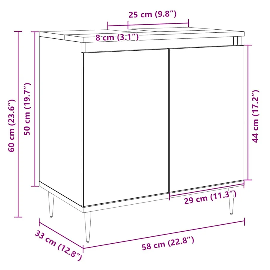 Armoire de bain chêne sonoma 58x33x60 cm bois d'ingénierie - 10