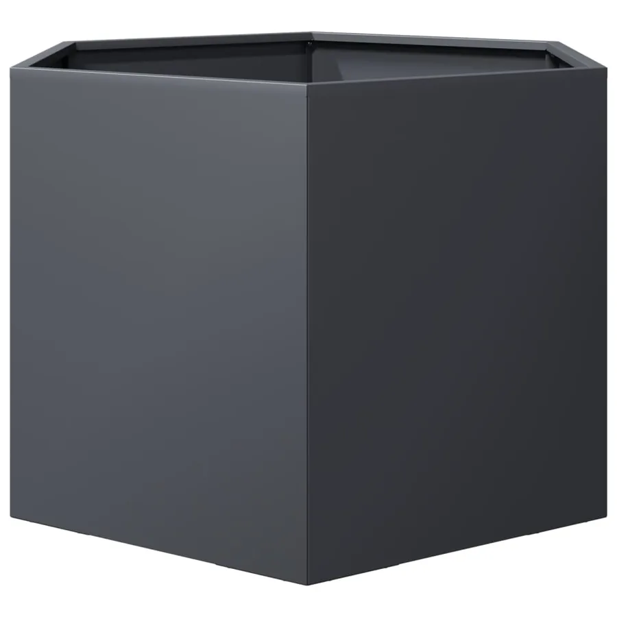Jardinière anthracite hexagone 69x60x45 cm acier - 5