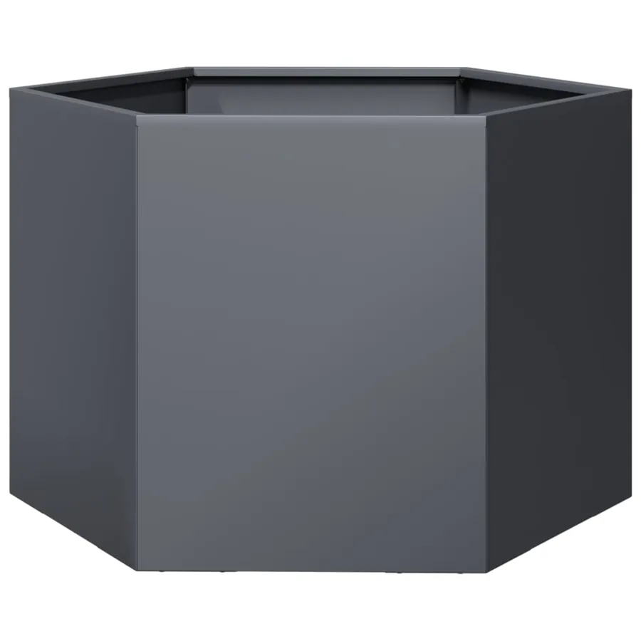 Jardinière anthracite hexagone 69x60x45 cm acier - 6