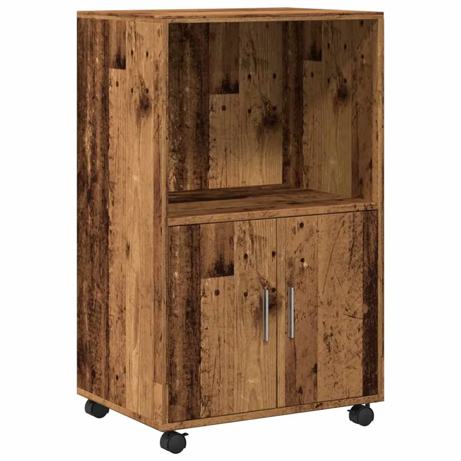 Armoire à roulettes vieux bois 55x40x91 cm bois d'ingénierie - 2