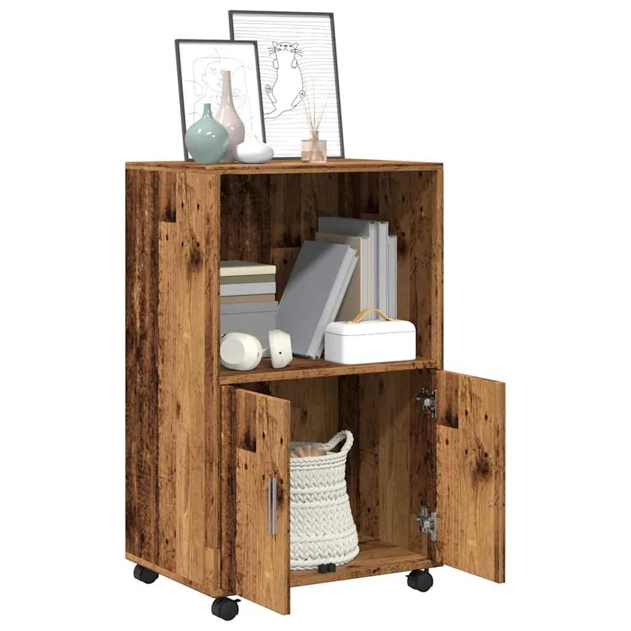 Armoire à roulettes vieux bois 55x40x91 cm bois d'ingénierie - 3