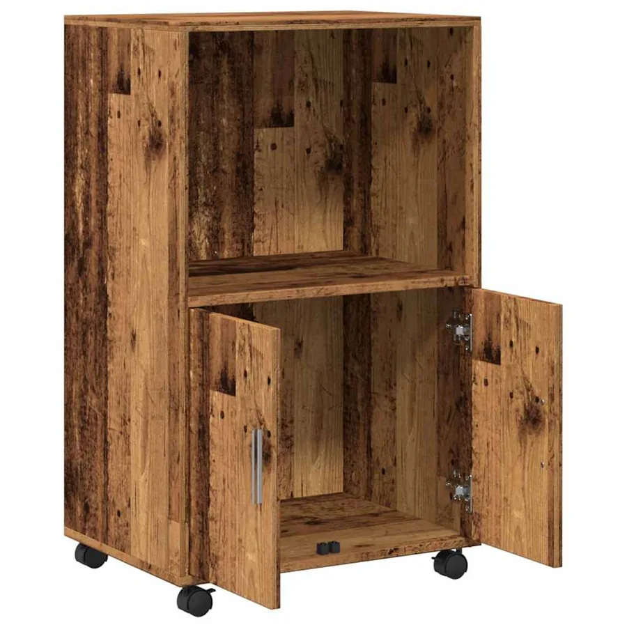 Armoire à roulettes vieux bois 55x40x91 cm bois d'ingénierie - 7