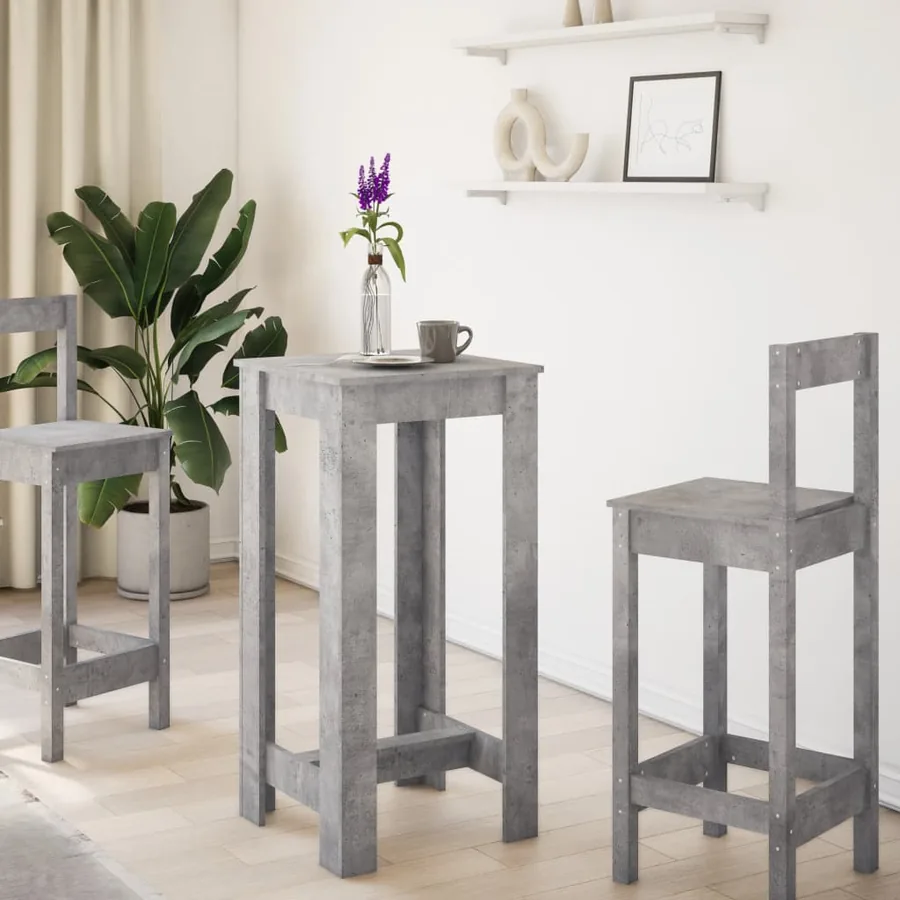 Table de bar gris béton 51x50x103,5 cm bois d'ingénierie - 3